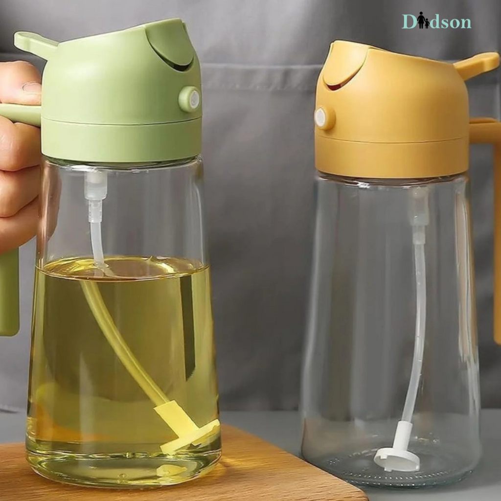 Oil Sprayer & Dispenser Bottle 2-in-1 Premium Glass– 500ML Food-Grade Oil Container for Air Fryer, Salad, BBQ & Cooking