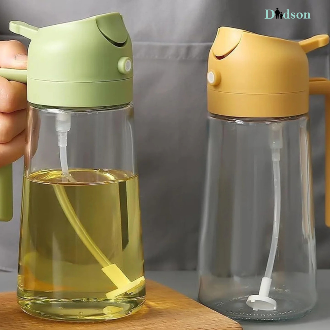 Oil Sprayer & Dispenser Bottle 2-in-1 Premium Glass– 500ML Food-Grade Oil Container for Air Fryer, Salad, BBQ & Cooking