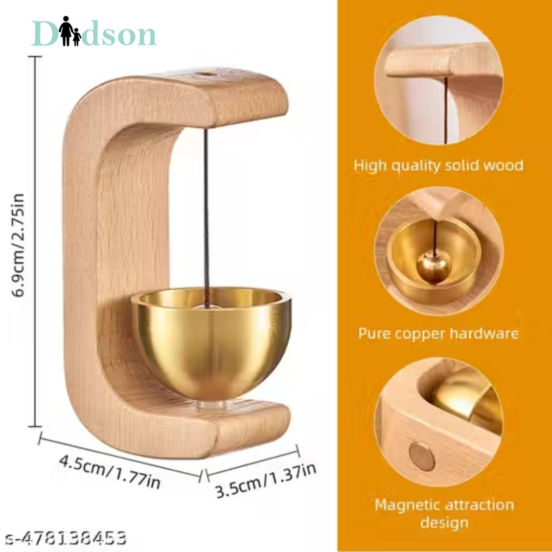 Handcrafted Wooden Door Bell with Brass – Elegant Home Décor & Soothing Sound