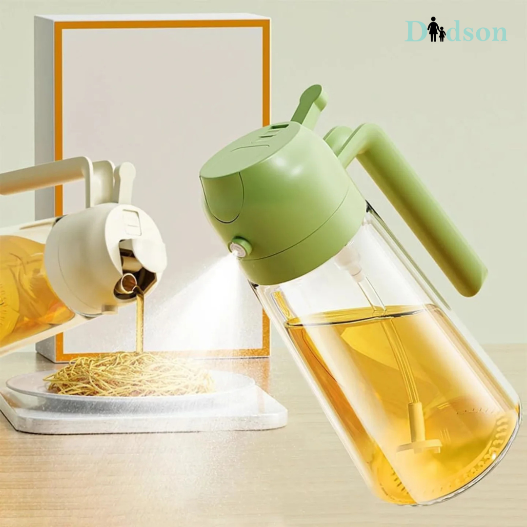 Oil Sprayer & Dispenser Bottle 2-in-1 Premium Glass– 500ML Food-Grade Oil Container for Air Fryer, Salad, BBQ & Cooking