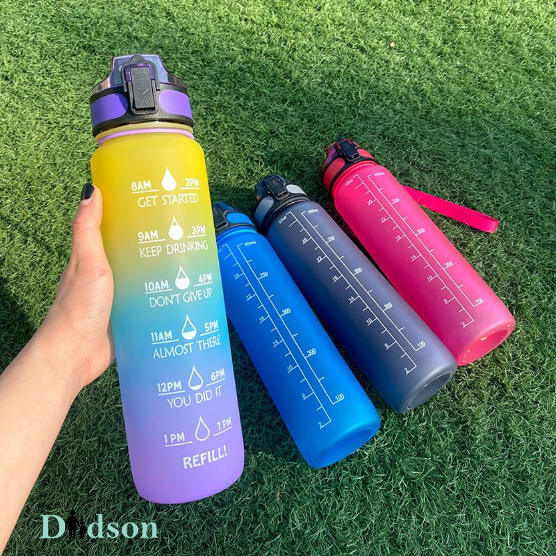 Silicone Motivational Water Bottle – Leakproof Unbreakable 1L