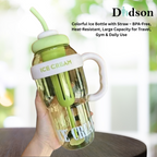 Ice Water Bottle with Handle and Straw.