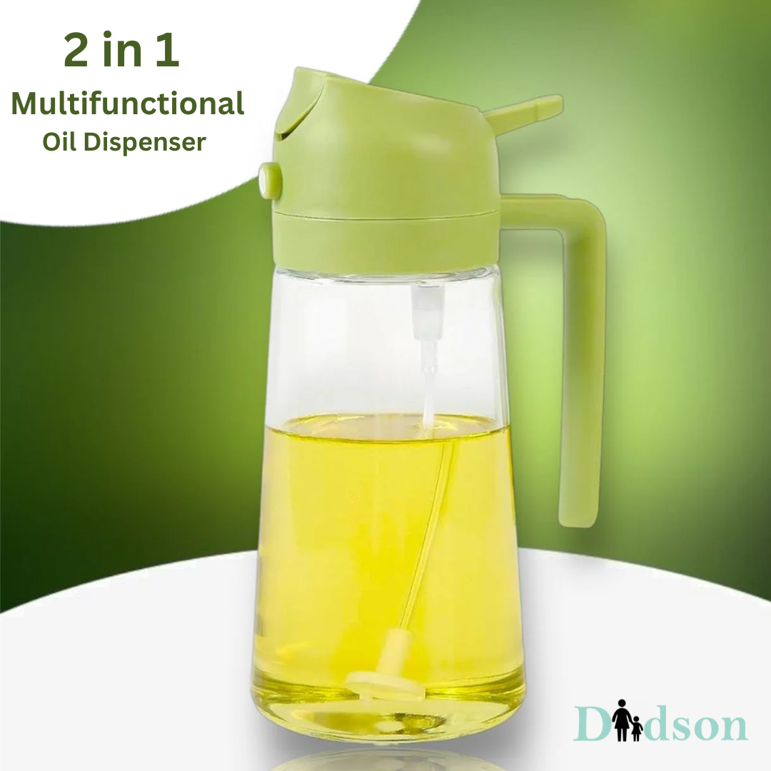 Oil Sprayer & Dispenser Bottle 2-in-1 Premium Glass– 500ML Food-Grade Oil Container for Air Fryer, Salad, BBQ & Cooking