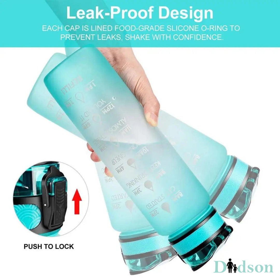 Silicone Motivational Water Bottle – Leakproof Unbreakable 1L