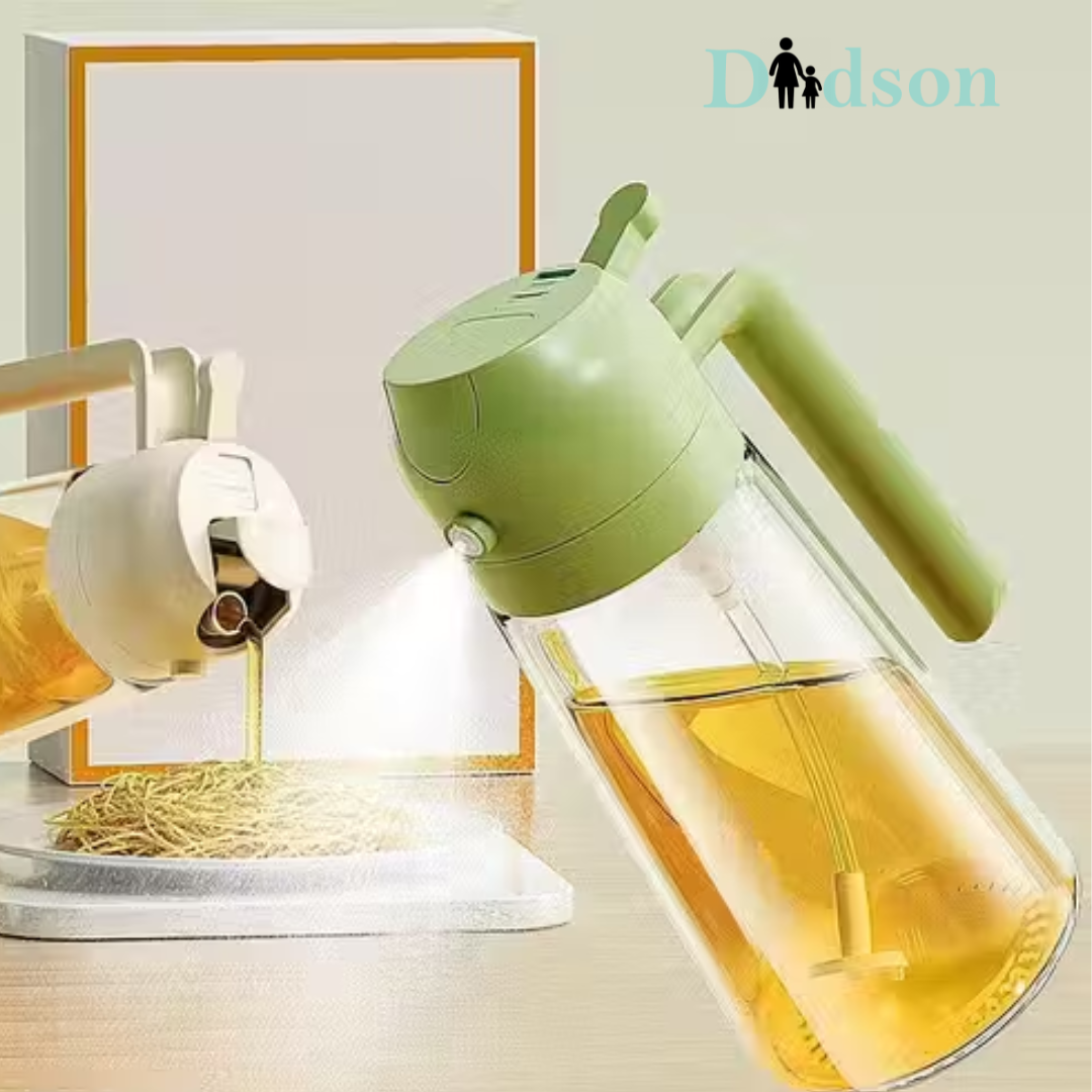 Oil Sprayer & Dispenser Bottle 2-in-1 Premium Glass– 500ML Food-Grade Oil Container for Air Fryer, Salad, BBQ & Cooking