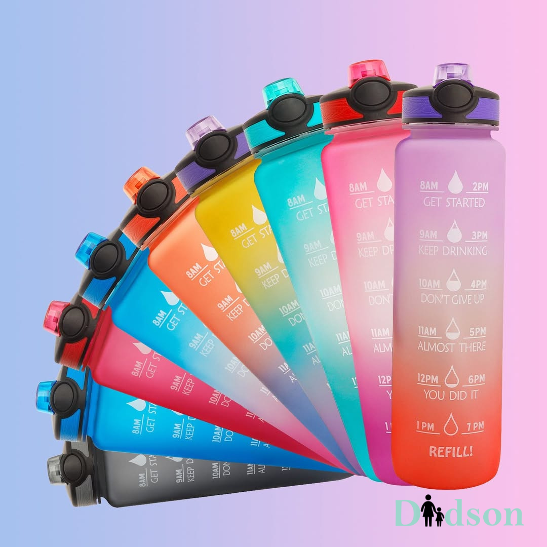 Silicone Motivational Water Bottle – Leakproof Unbreakable 1L