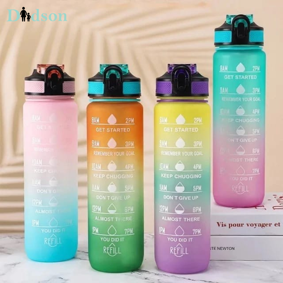 Silicone Motivational Water Bottle – Leakproof Unbreakable 1L