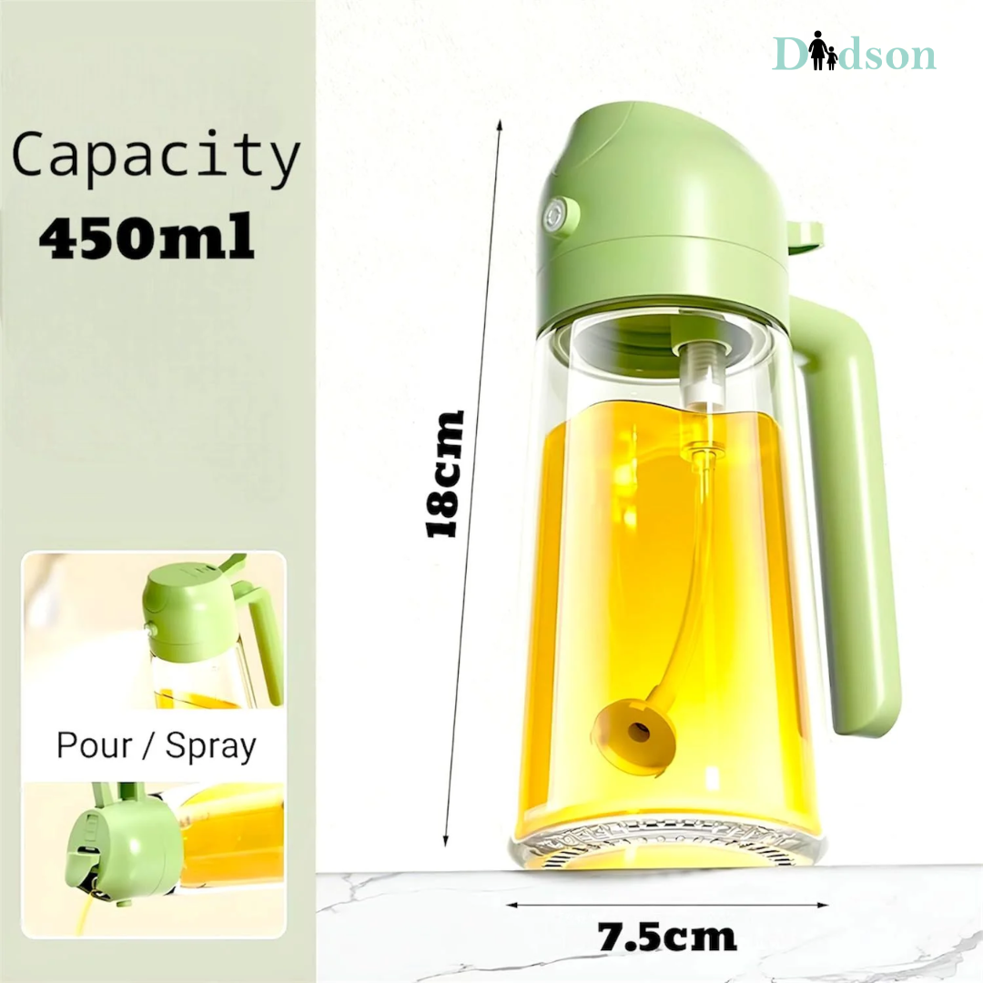 Oil Sprayer & Dispenser Bottle 2-in-1 Premium Glass– 500ML Food-Grade Oil Container for Air Fryer, Salad, BBQ & Cooking