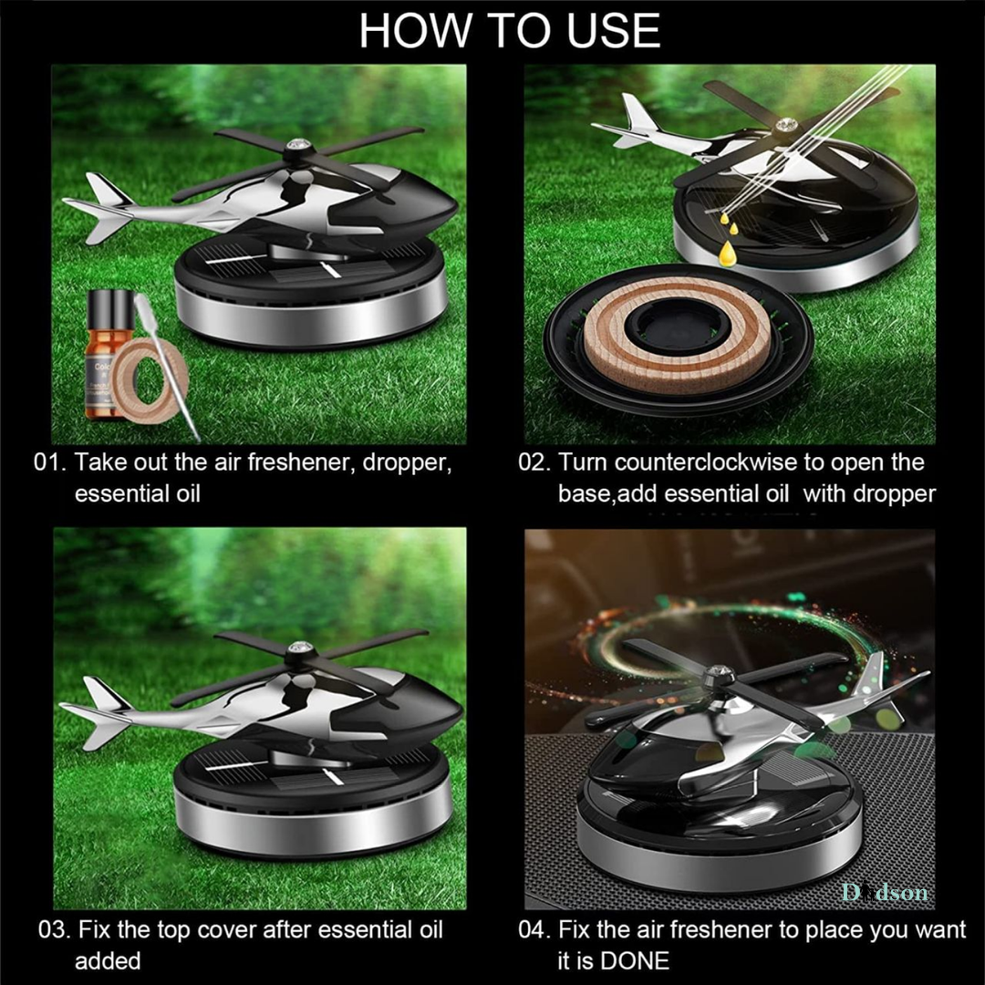 Helicopter Alloy Solar Car Air Perfume - Freshener for Car Interior