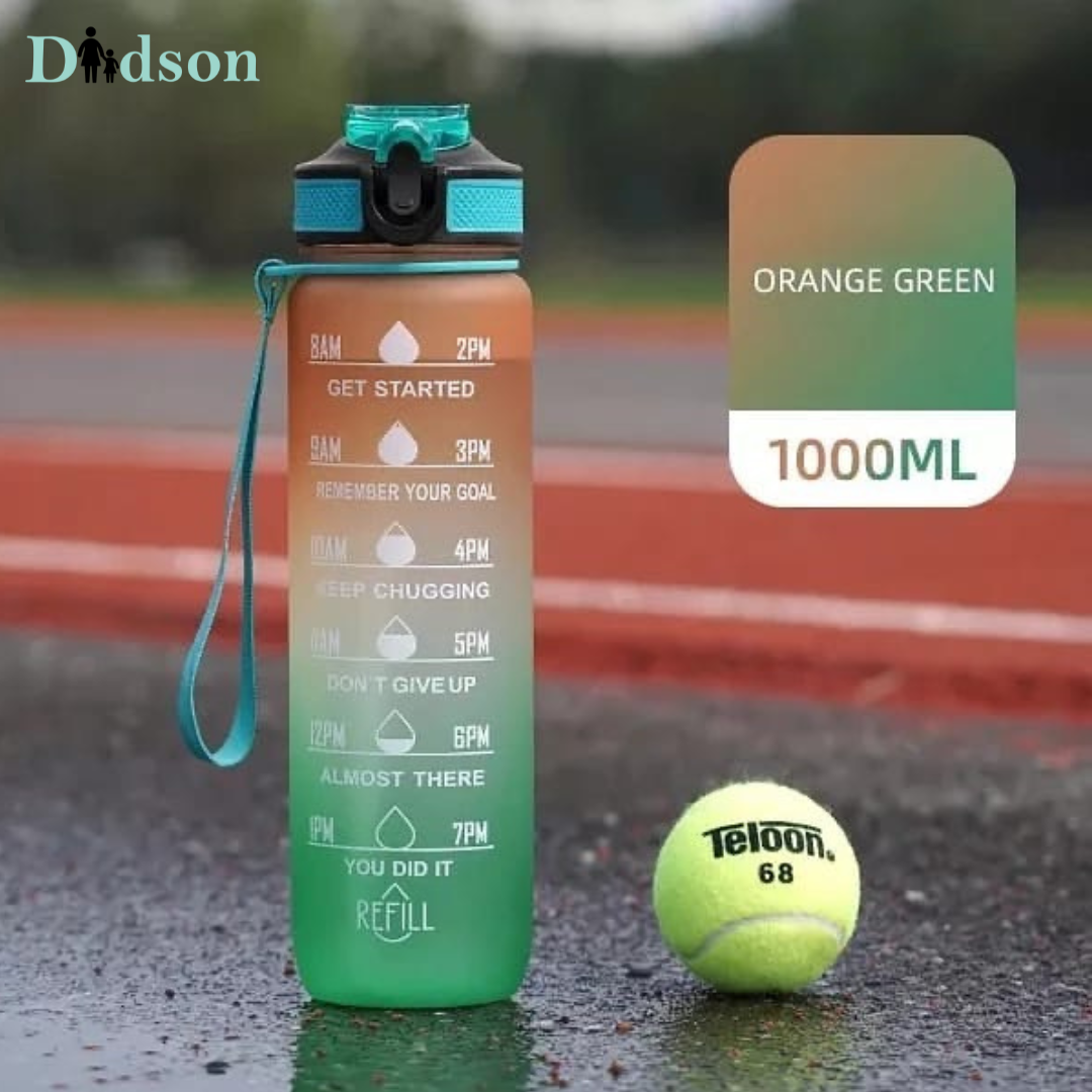 Silicone Motivational Water Bottle – Leakproof Unbreakable 1L