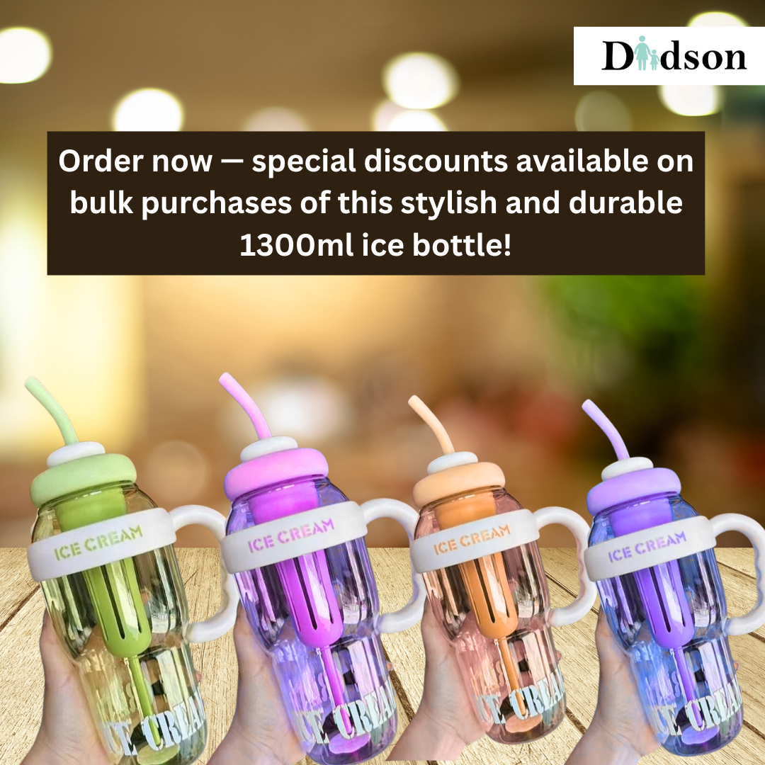 Ice Water Bottle with Handle and Straw.
