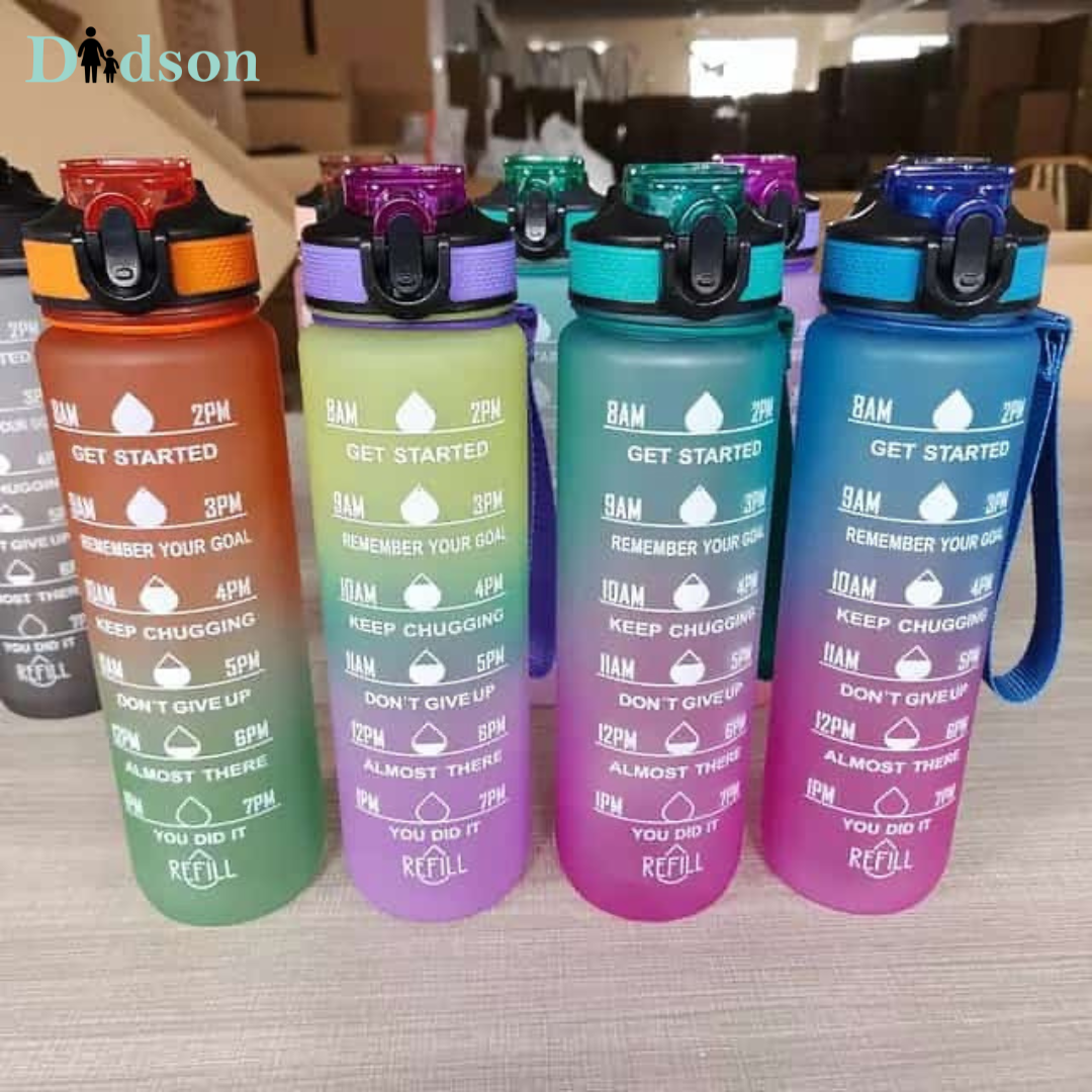 Silicone Motivational Water Bottle – Leakproof Unbreakable 1L