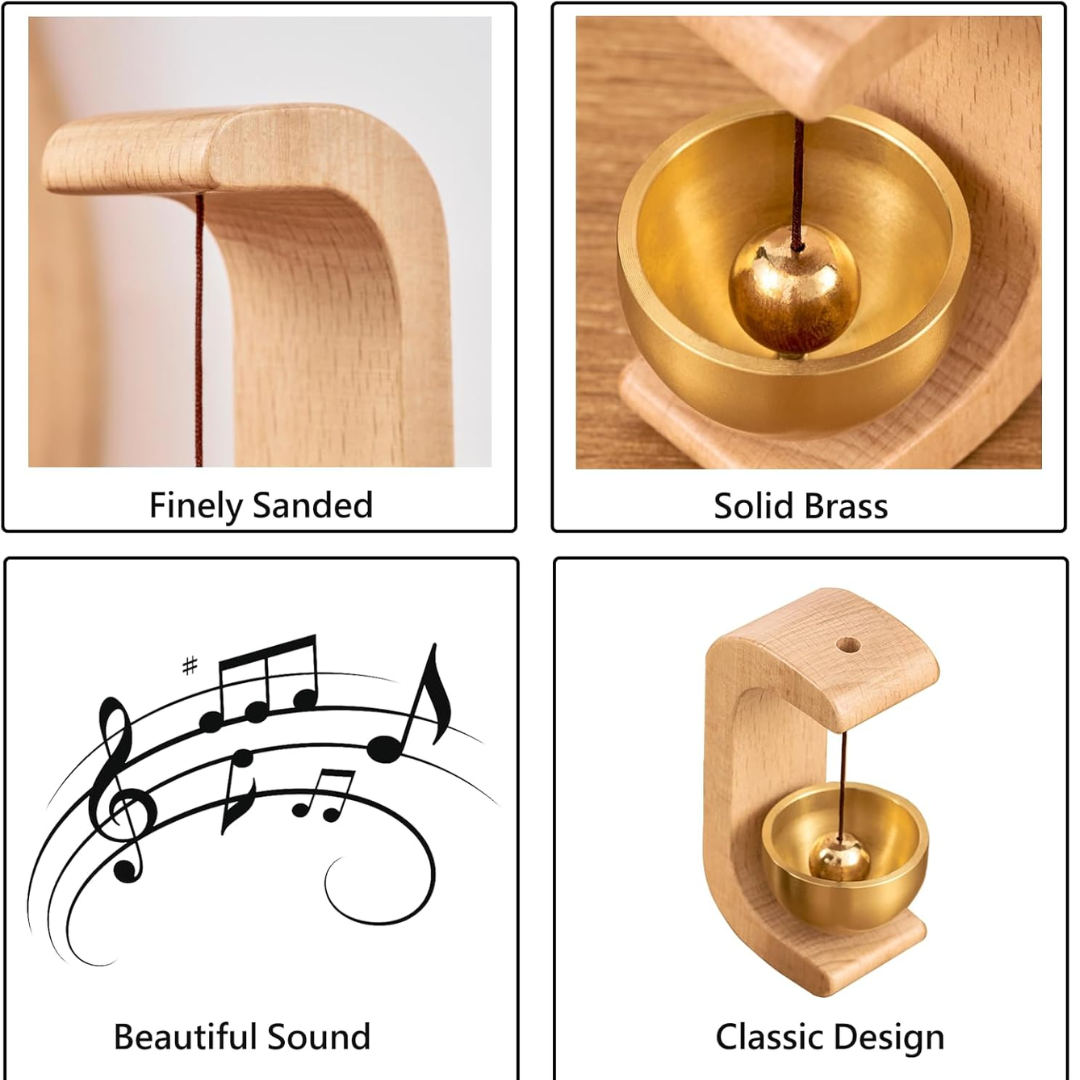 Handcrafted Wooden Door Bell with Brass – Elegant Home Décor & Soothing Sound