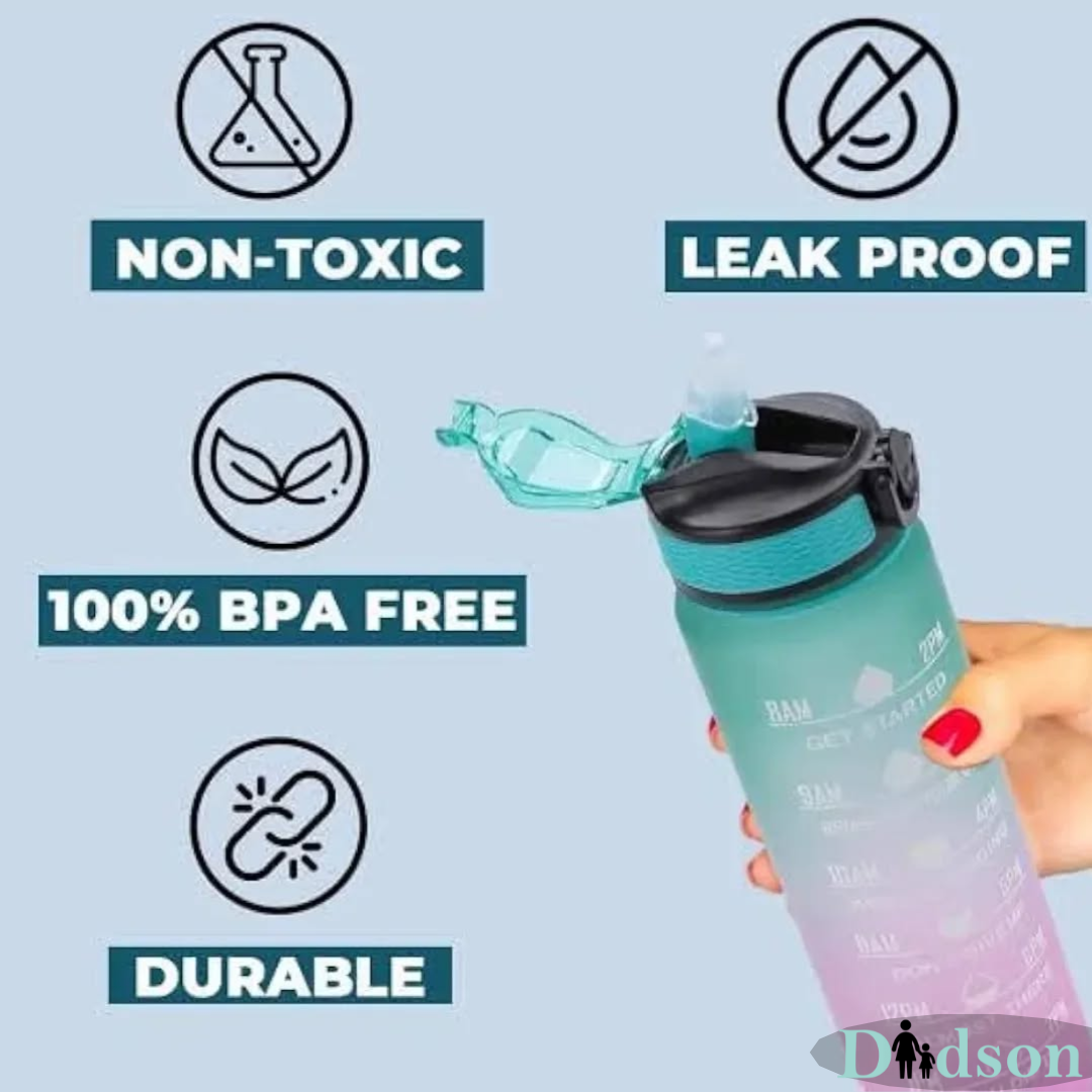 Silicone Motivational Water Bottle – Leakproof Unbreakable 1L