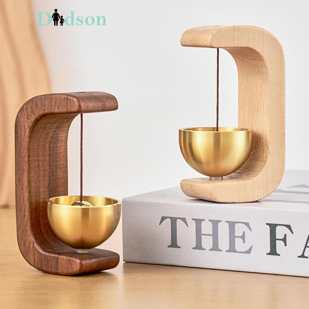 Handcrafted Wooden Door Bell with Brass – Elegant Home Décor & Soothing Sound