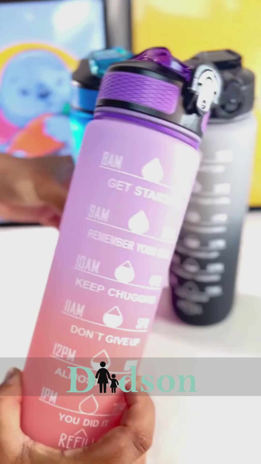 Silicone Motivational Water Bottle – Leakproof Unbreakable 1L
